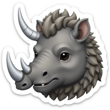 woolly rhino with huge horn sticker