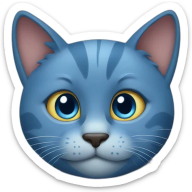 blue cat with big hearth sticker