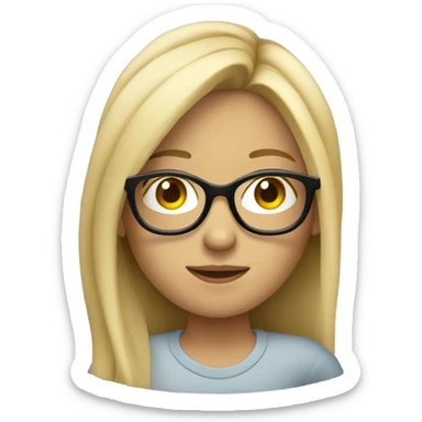 A blonde girl with long hair and glasses sticker