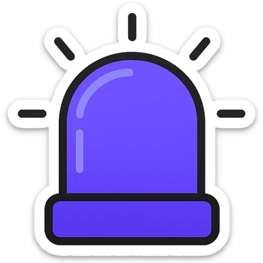 a police beacon light, spinning, colored violet blue, modern icon look, modern icon style sticker