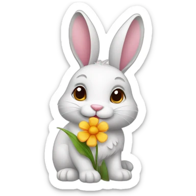 bunny with flower sticker