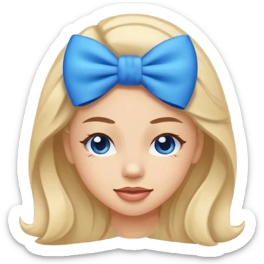 Regular emoji face with blue bow and flirty face sticker