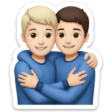 Two boy friends hug white  sticker
