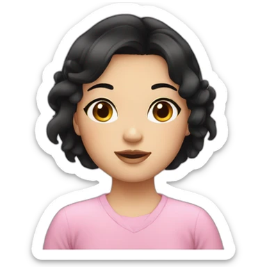 Chubby girl black hair pretty sticker