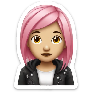 emo girl with pink hair sticker