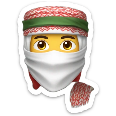 man masked using the red and white the Saudi Arabic shemagh and wearing military clothing sticker
