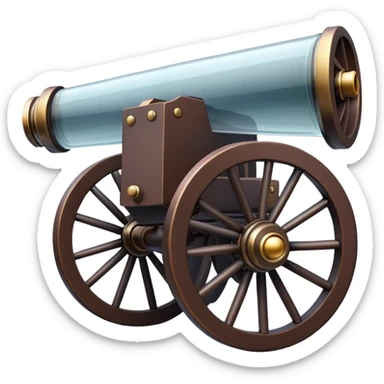 a cannon made of glass, transparent, fragile sticker