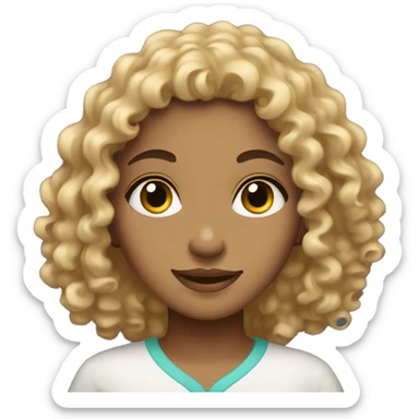 A curly haired girl with a Arab skin tone sticker