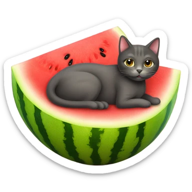 cat laying on stomach on a watermelon sticker