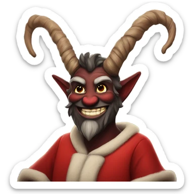 happy krampus in a red robe giving a thumbs up sticker