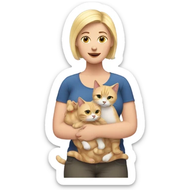 Fat blonde woman with 2 cats sticker