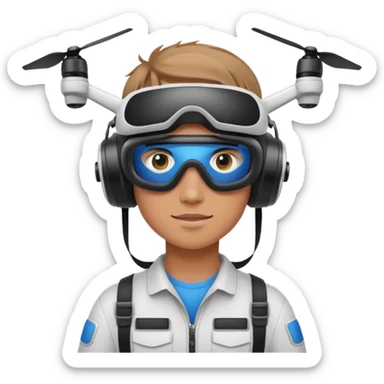 Teen with FPV goggles,Drone Pilot sticker