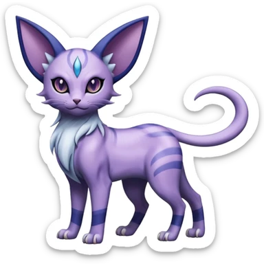 Dusky Purple-Navy Velvet-Coated Shadow-Striated Elegant Feline Absol-Espeon-hybrid-creature (full body) sticker