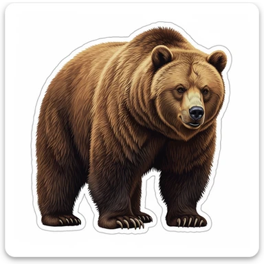 Brown bear realistic sticker white background sticker