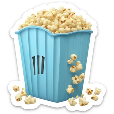 Popcorn in a pale blue bin sticker