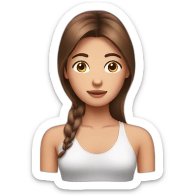 Girl with long brown hair on face massage sticker