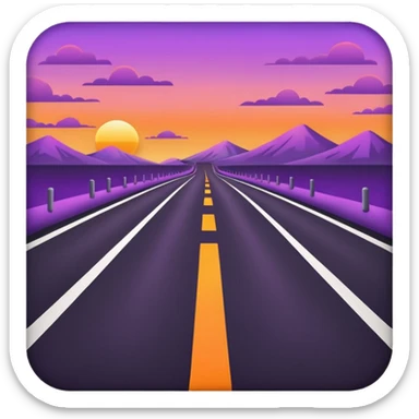 road with sunset sticker