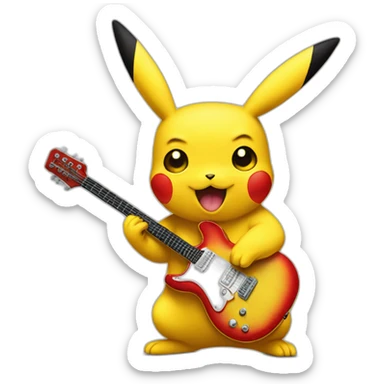 Pikachu playing electric guitar  sticker