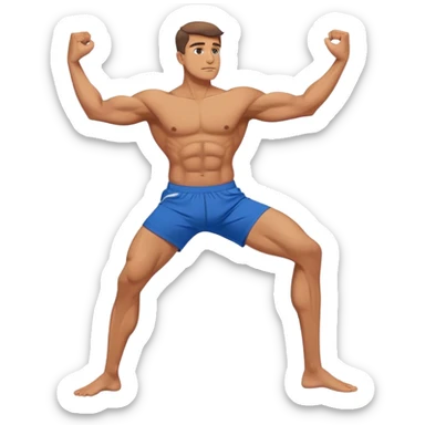 buff man with blue short Crescent Lunge yoga sticker