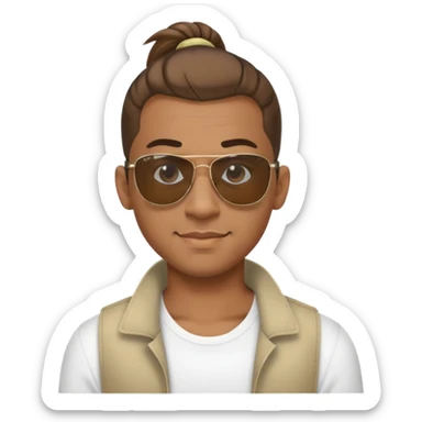 Light brown skin man with Ponytail hair and Rayban sunglasses sticker