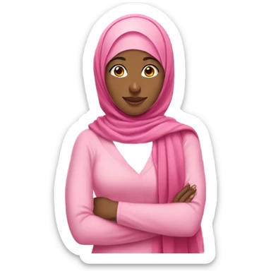 The girl wearing the pink hijab uses ribbon on her hijab with  sticker