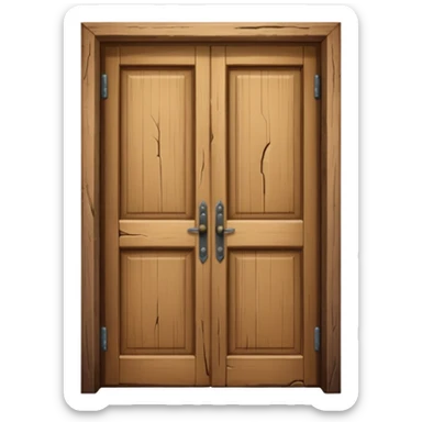 a wooden door that is wide open. The door frame is simple and matches the wood tone of the door. sticker