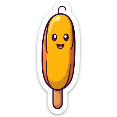 Korean corn dog, cartoonish sticker style, fun sticker