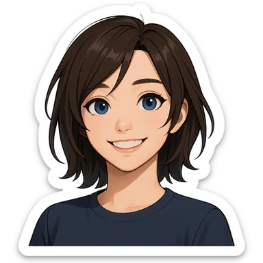 Samsung Sam smiling, close-up portrait, minimal background, profile picture, modern digital style sticker