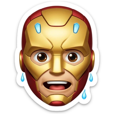 Create an Iron Man crying with laughter sticker