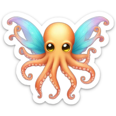 octopus with fairy wings sticker