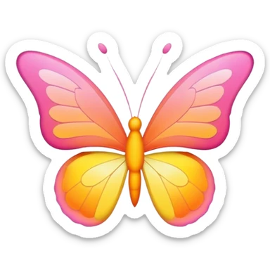 Butterfly shaped sunrise, white outlines sticker