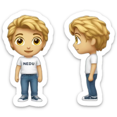 boy with T-shirt text nedu sticker