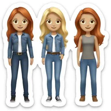 4 girls wearing jeans (2 blondes, 1 brunette & 1 redhead) sticker