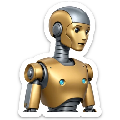 Pregnant male robot emoji. Profile view. Facing left. Square head. sticker