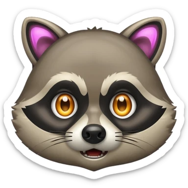 raccoon caught in flashlight glow panic face sticker