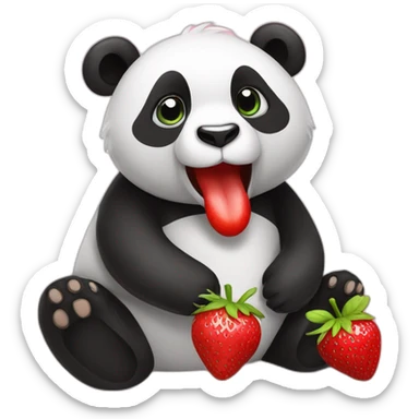 Panda + straberry love  sticker
