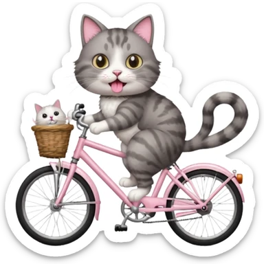 Un chat à vélo sticker