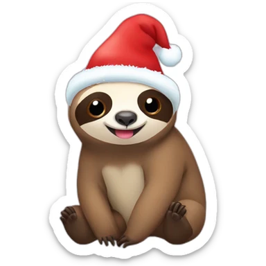 Cute sloth with Christmas hat sticker
