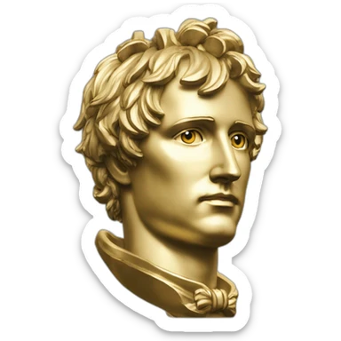 Laurel wreath on short hair serious napoleon bonaparte golden statue sticker
