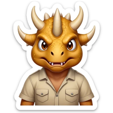 angry face of a triceratops in a shirt sticker