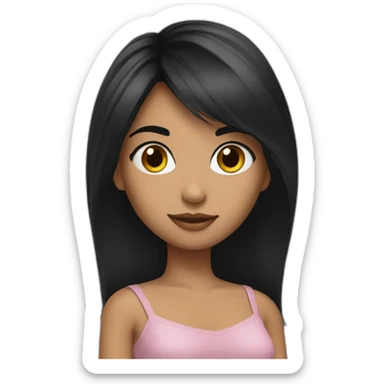 irina girl black hair sticker