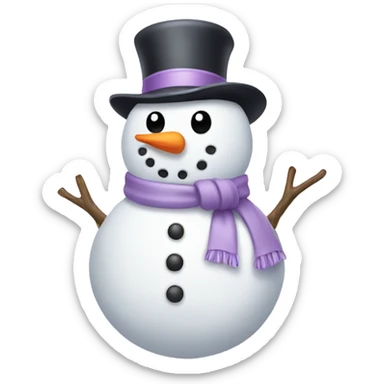 Snowman with a lilac bow sticker