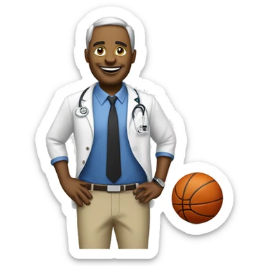 create an emoji for a teacher who has a doctor of education, teaches digital technology ad plays basketball sticker