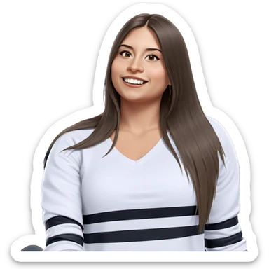 smiling girl with long hair sticker