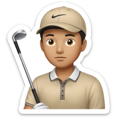 Asian male golfer upper body sticker