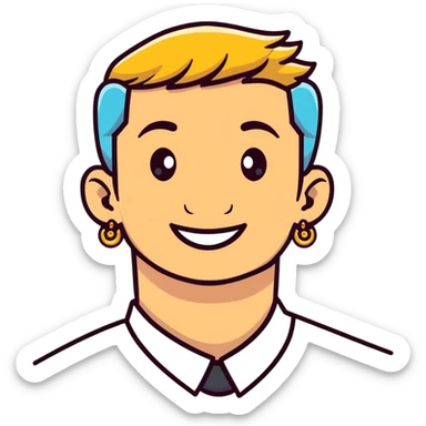 smiling man with earrings sticker
