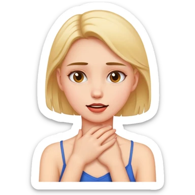 girl grabbing her neck sticker