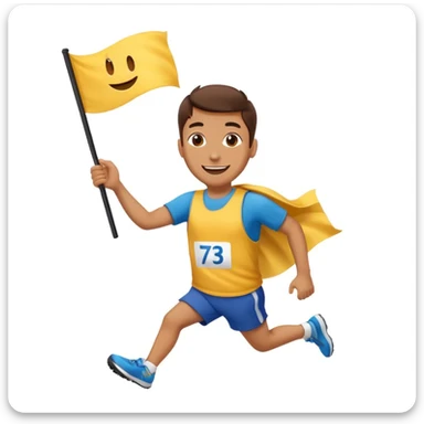 happy runner waving a flag that says 'emojiland' sticker