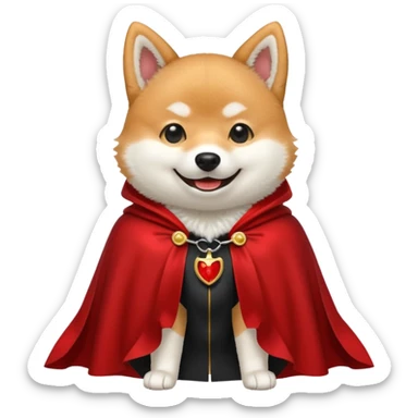 Shiba Dog in red dracular collar cloak sticker