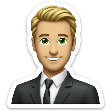 Happy green eyed handsome man in suit  sticker